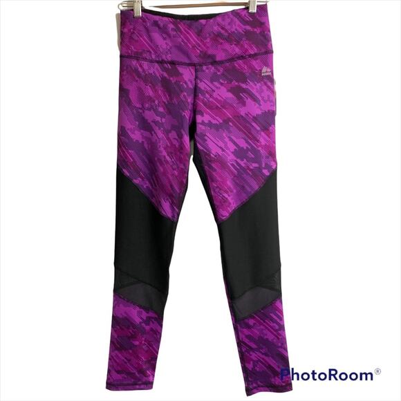 RBX Workout Running Leggings Black Mesh & Pink Purple Medium NWT - Picture 1 of 12